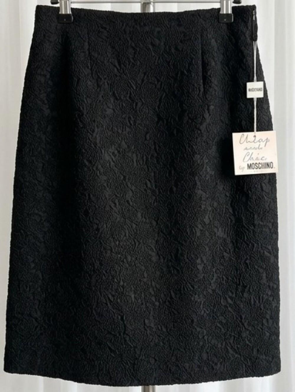 Moschino Cheap And Chic Black Floral-Embossed Pencil Skirt